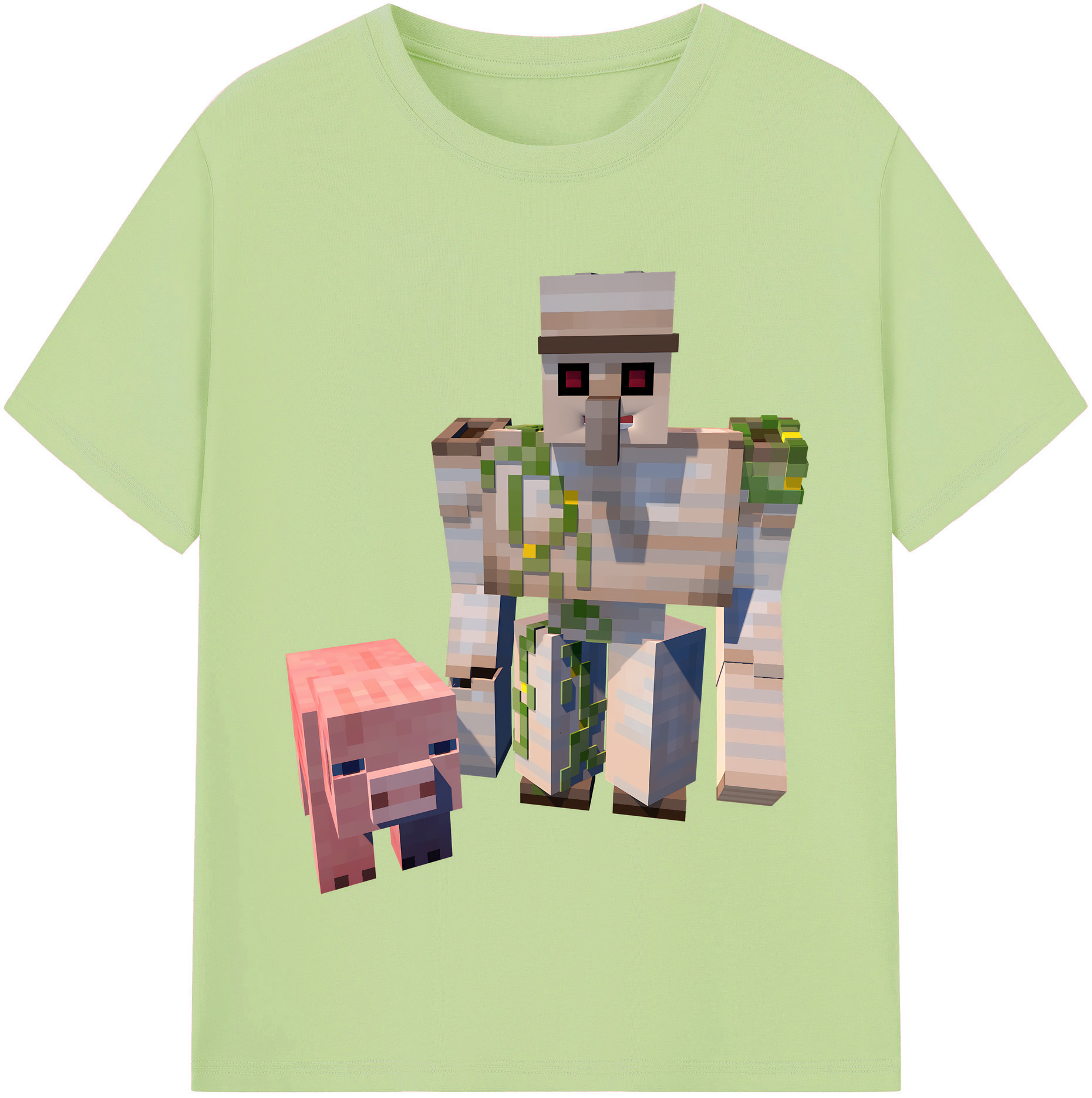 （画像用） マインクラフト ブロックの世界 Minecraft MC Block world 綿100％半袖Tシャツ（フロントプリント）